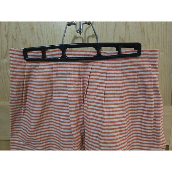 Loft sz 0 Orange & Purple Striped Mini Skirt W Pleats linen beach Nautical - Picture 7 of 11